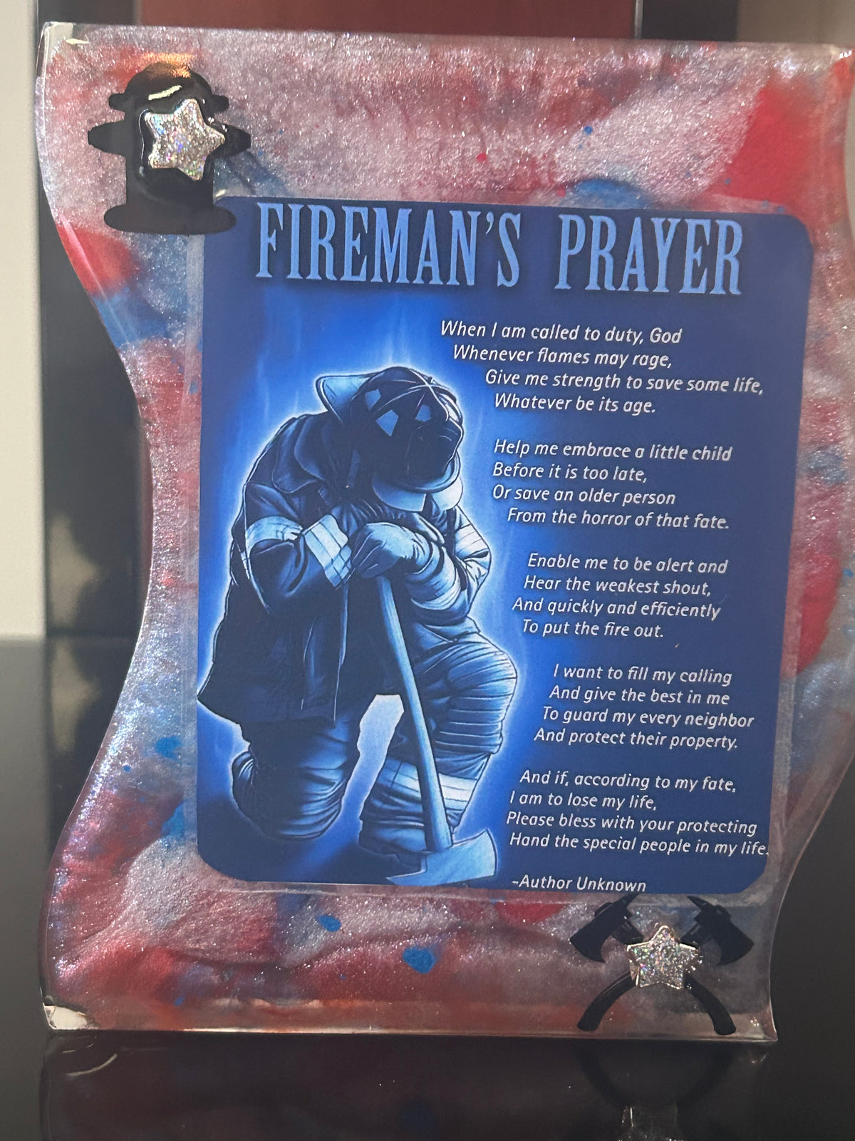 Wave made with resin “Firemen’s Prayer”