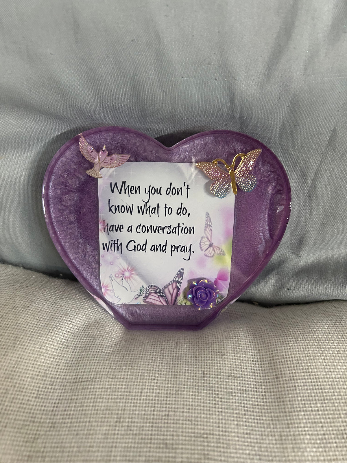 Small purple resin heart “When you don’t know what to do”