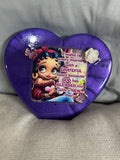 Small resin heart purple with Betty Boop and roses