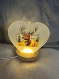 Small white resin heart with Deer and USB light