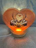 Small resin heart, orange with Deer (USB light)