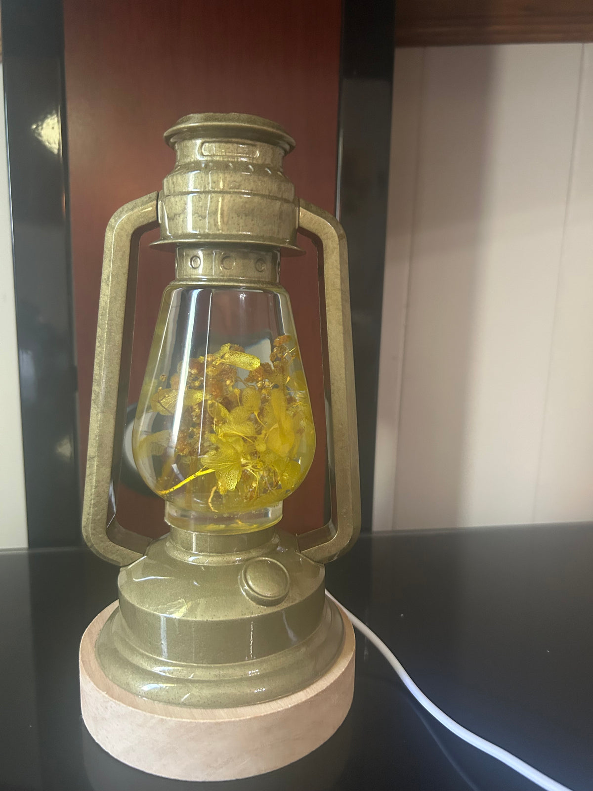 Lighted resin lantern