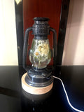 Black Epoxy Resin Lantern with White Flowers